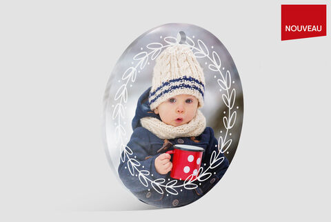 Boule déco de Noël personnalisée avec la photo d'un enfant l'hiver