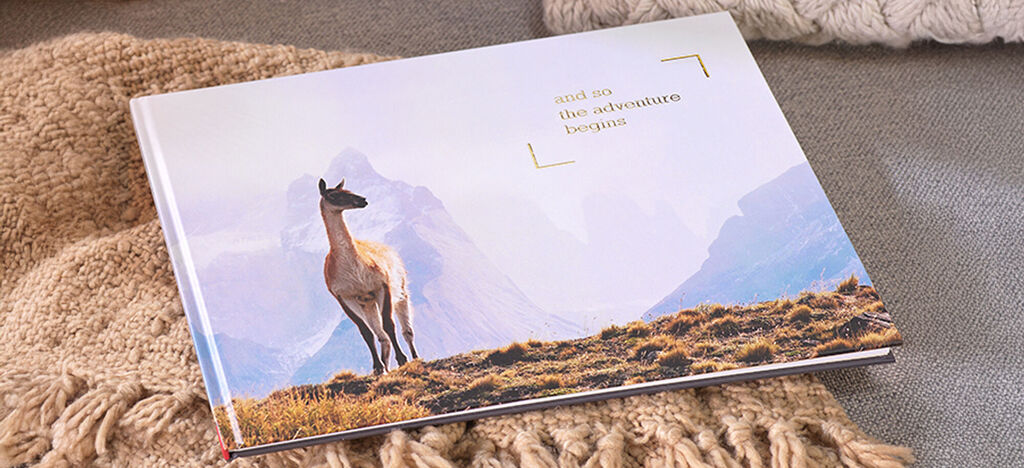 Album photo d'un beau voyage posé sur une couverture