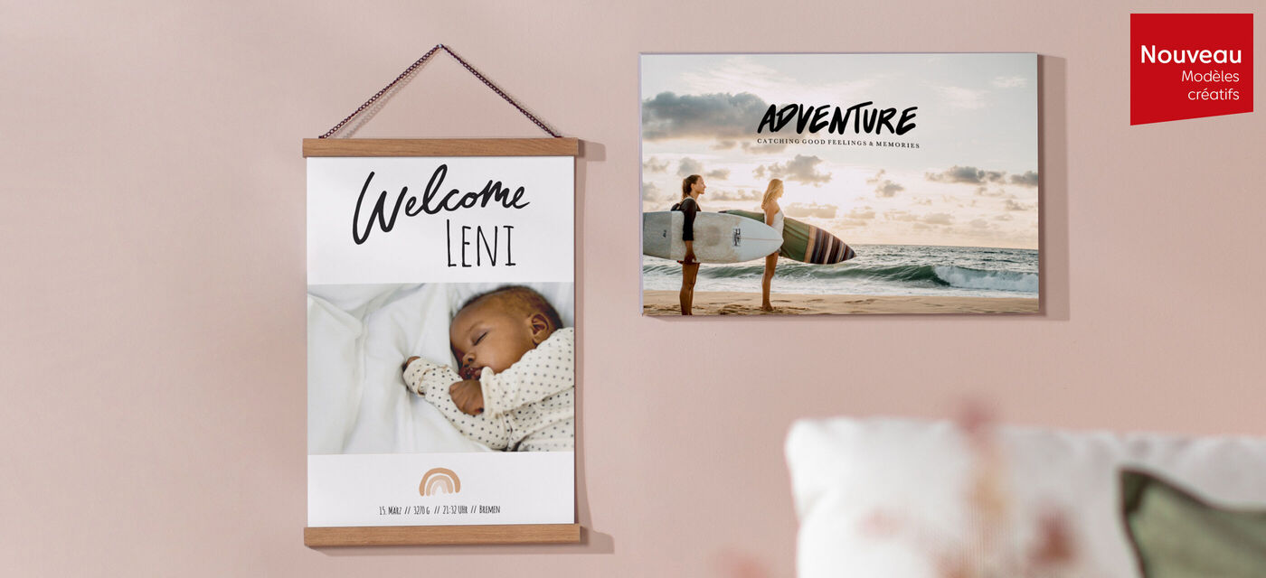 Nouveaux designs pour poster personnalisés de naissance et vacances