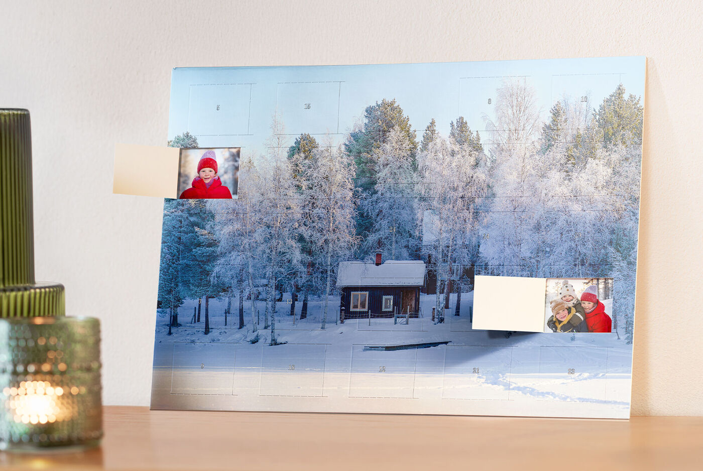 Calendrier de l'Avent personnalisé 100% photo présentant un paysage en hiver