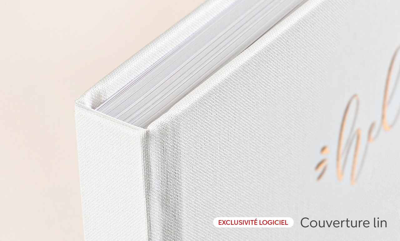 Zoom sur la couverture en lin d'un Livre Photo CEWE