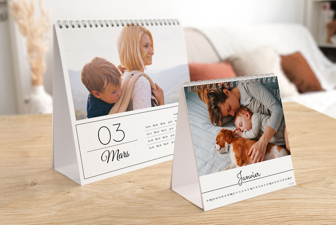 2 formats de calendriers photo de bureau à personnaliser