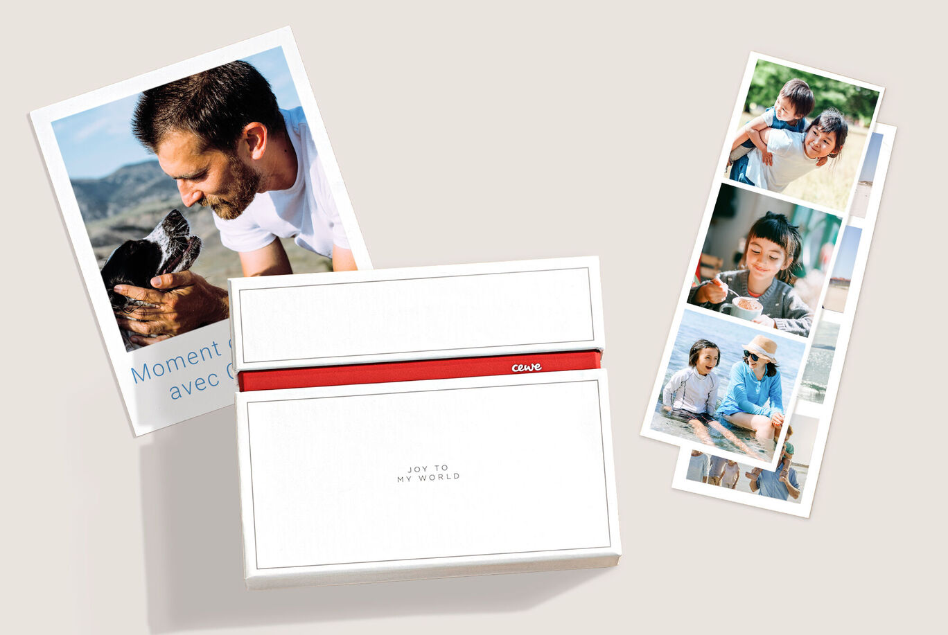 Tirages photo créatifs CEWE et leur boîte