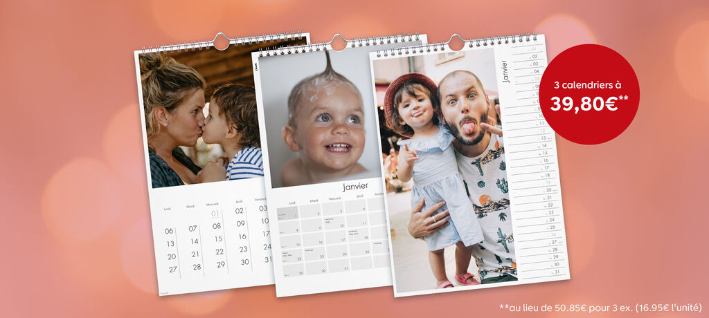 Pack 3 calendriers photo muraux