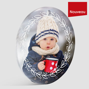 Boule déco de Noël personnalisée avec la photo d'un enfant l'hiver